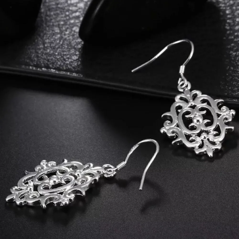The Lacey Tibetan Silver drop abstract earrings